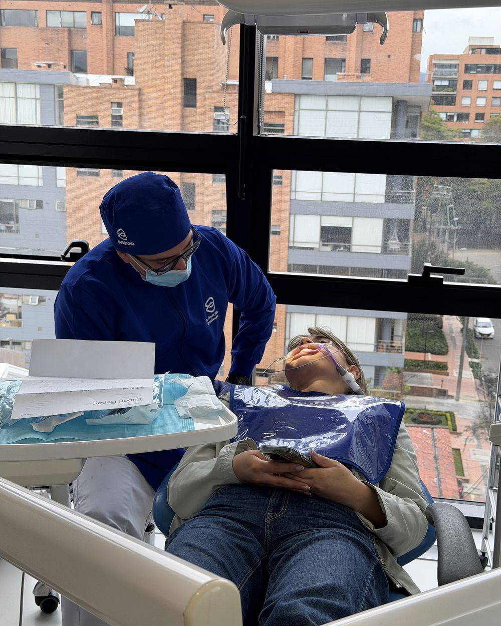 The team working with a patient